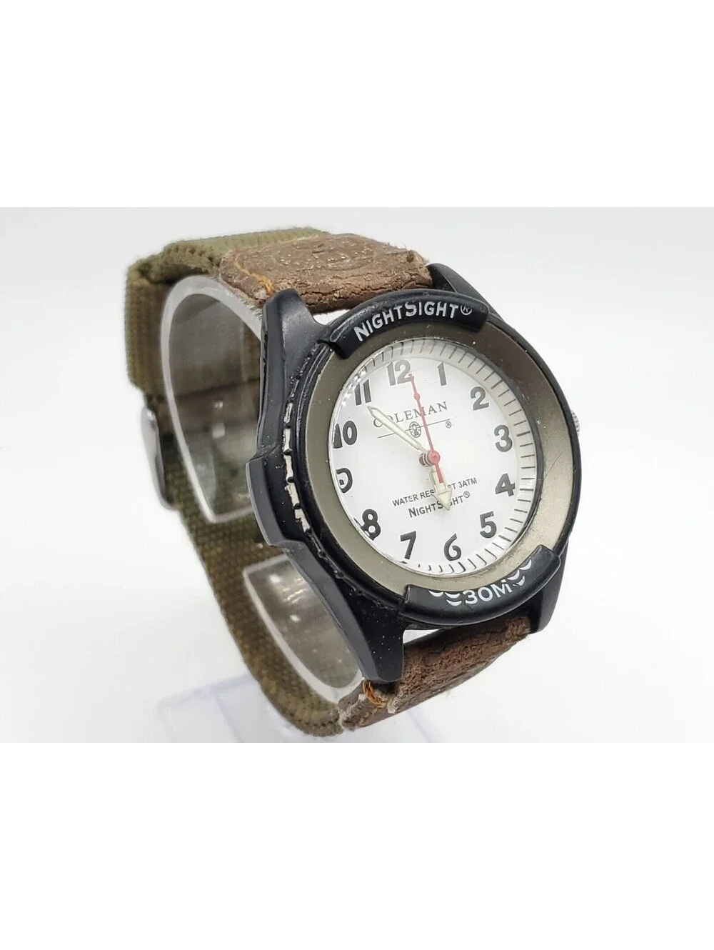 Coleman Nightsight Quartz Watch Mens New Battery White Round Dial 40mm